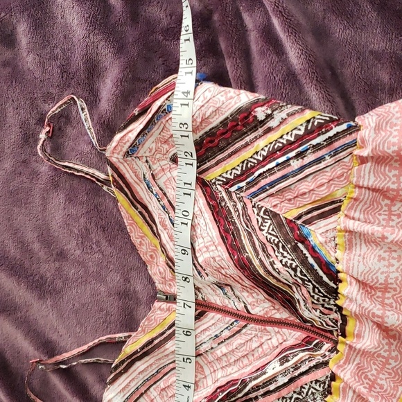 Roxy. Pink Multi-Colored Sundress; Front Zipper; Pleated Bodice. Size M. EUC - Picture 8 of 14